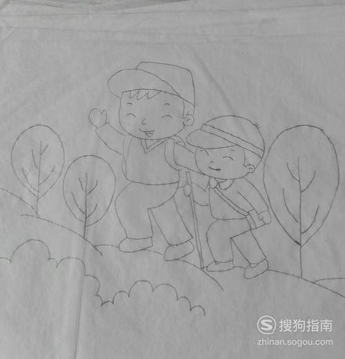 小孩登高簡筆畫